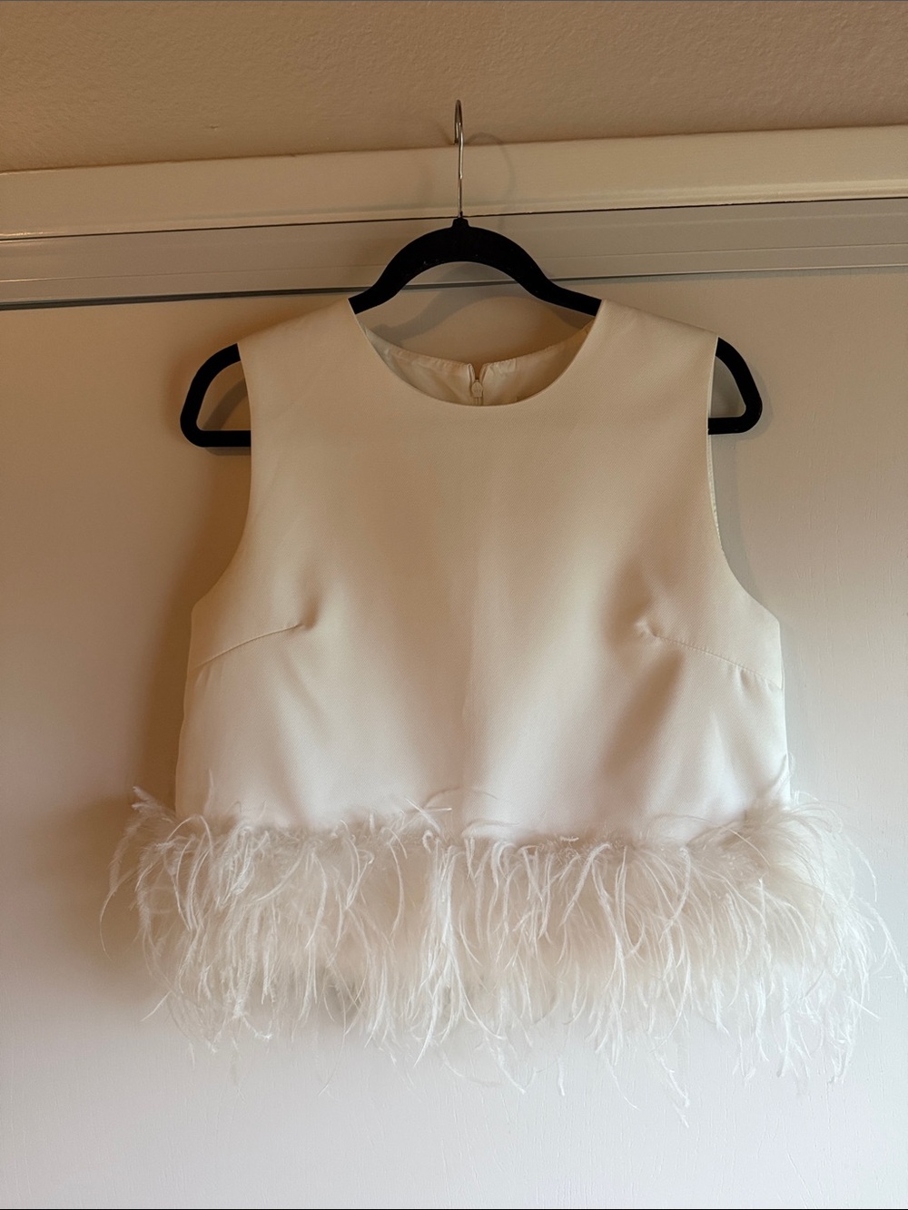 White *Like New* Feather-Hem Top
